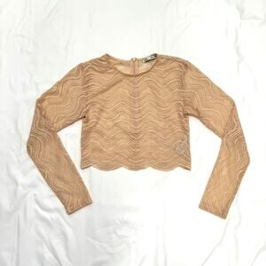 Zara Lace Crop Top Size Small in Beige